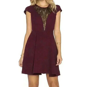 BCBGENERATION Lace Front Mini Dress New Size 4 Deep Maroon